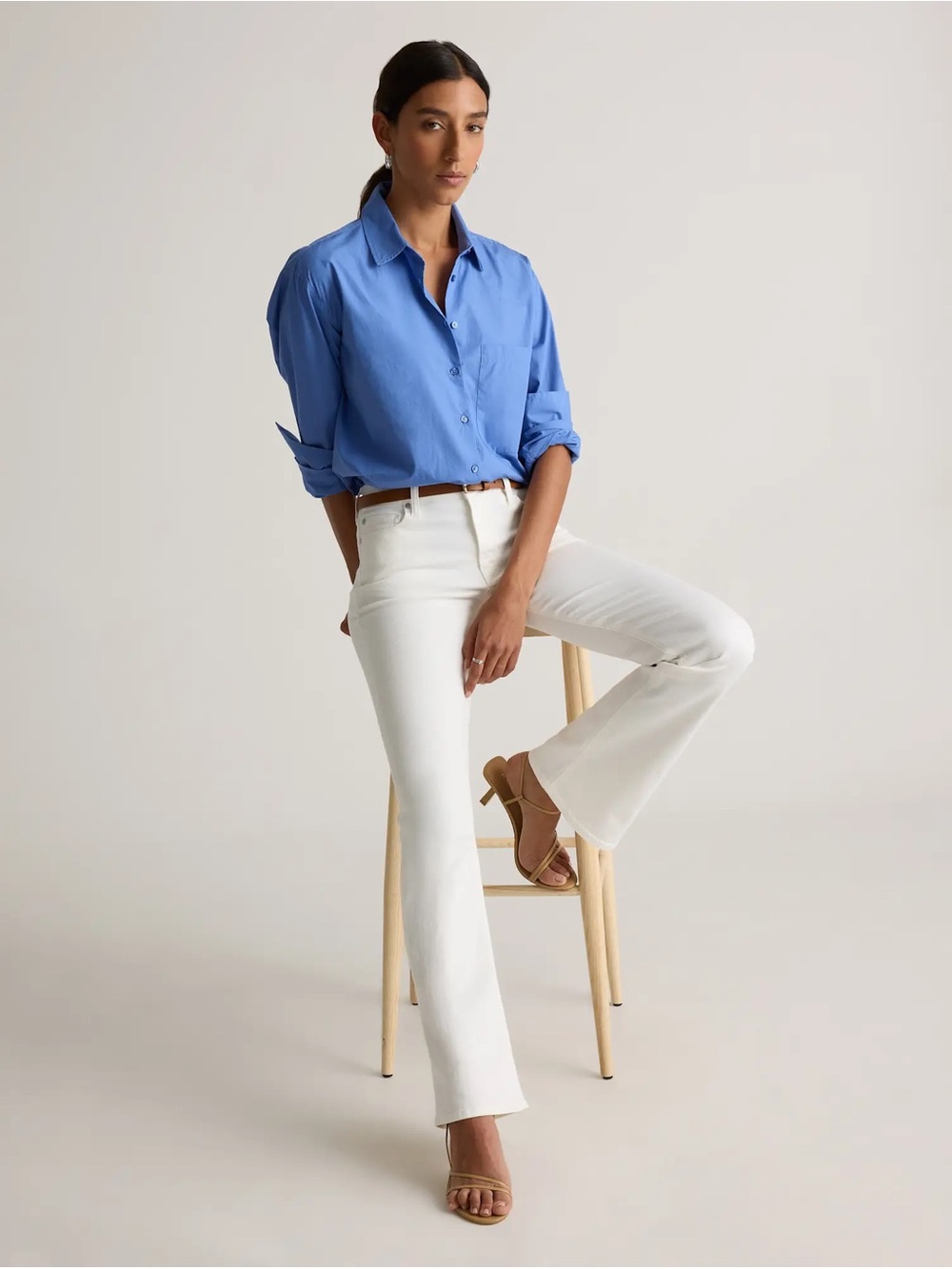 Quince White Flare Jeans